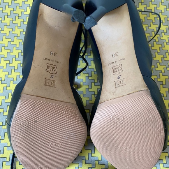 Escada Beautiful Lace Up Navy Sandals - Picture 5 of 6